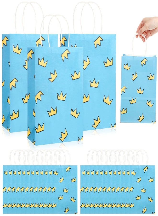 Supervitae 24 Pcs Dog Party Favor Bags with Handles, Blue Comic Goodie Gift Bags with Yellow Crown Pattern for Comic Hero Theme Birthday Party Supplies - Image 1